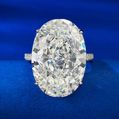 13 CT Oval Cut Hidden Halo Diamond Ring Silver 925