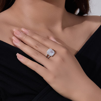 4.00 CT Cushion Cut Split Shank Halo Engagement Ring silver 925