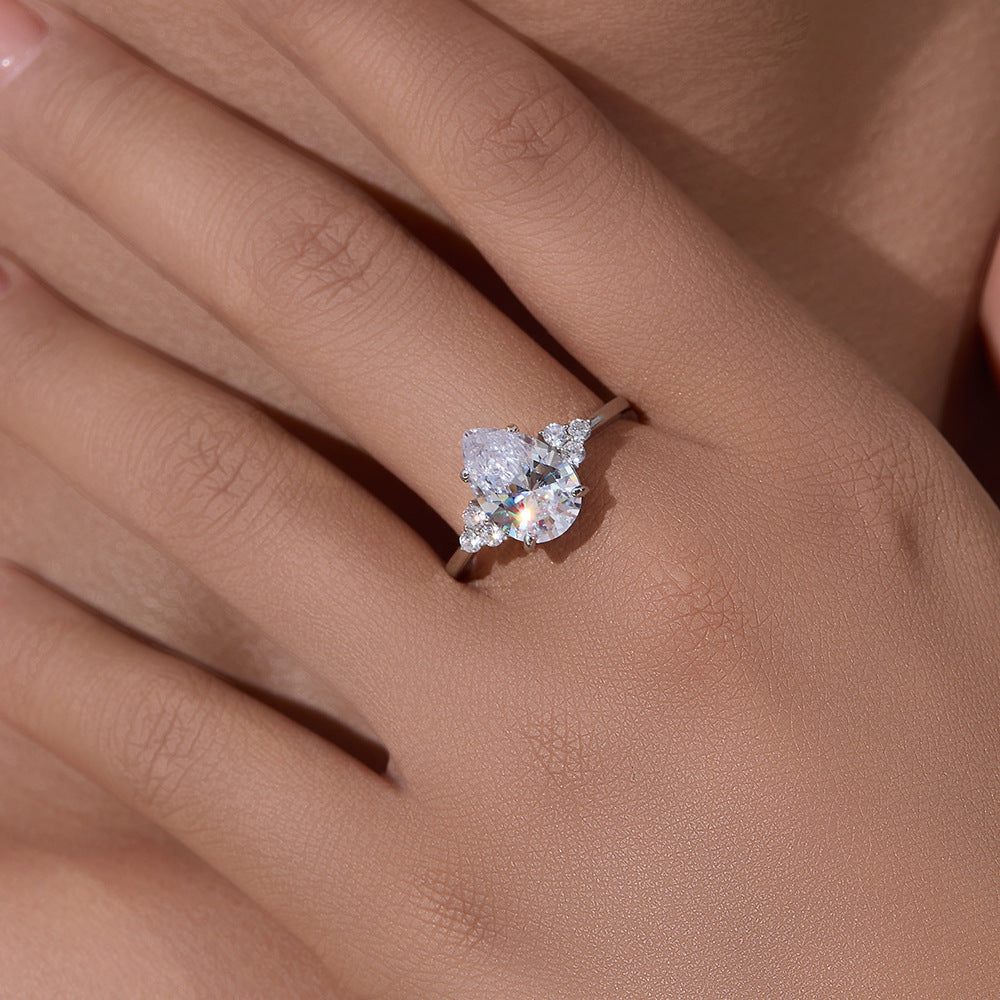 Pear Cut Silver Ring 