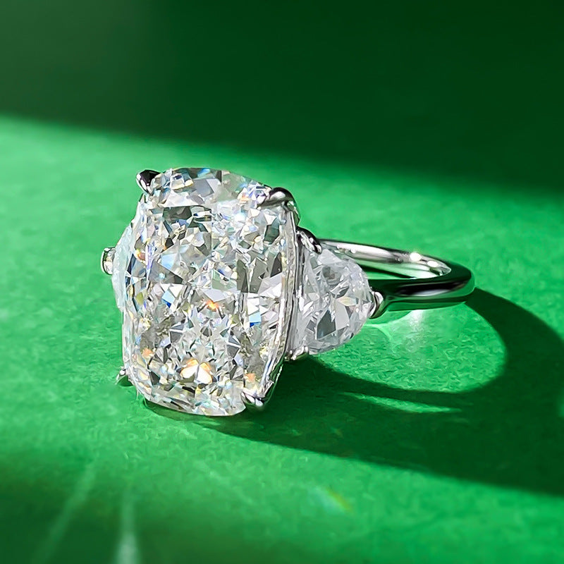 Three Stone Radiant Ring. Engagement Ring