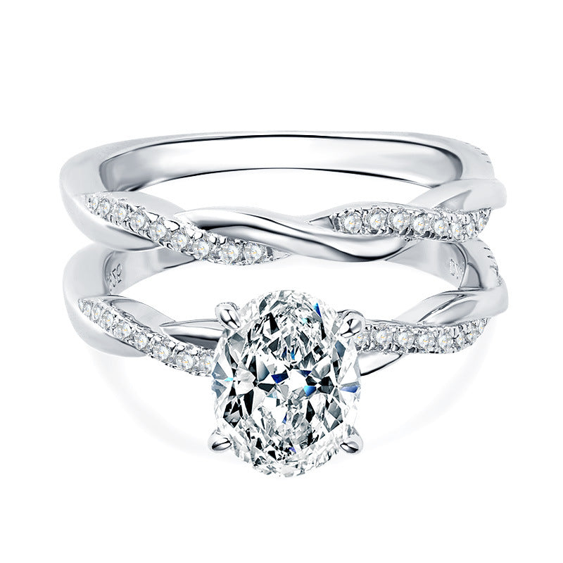 Oval-Cut Moissanite Bridal Ring Set