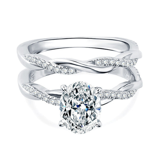 Oval-Cut Moissanite Bridal Ring Set