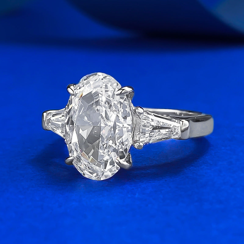 3 CT Oval Diamond Three-Stone Ring. Travel Engagement Ring