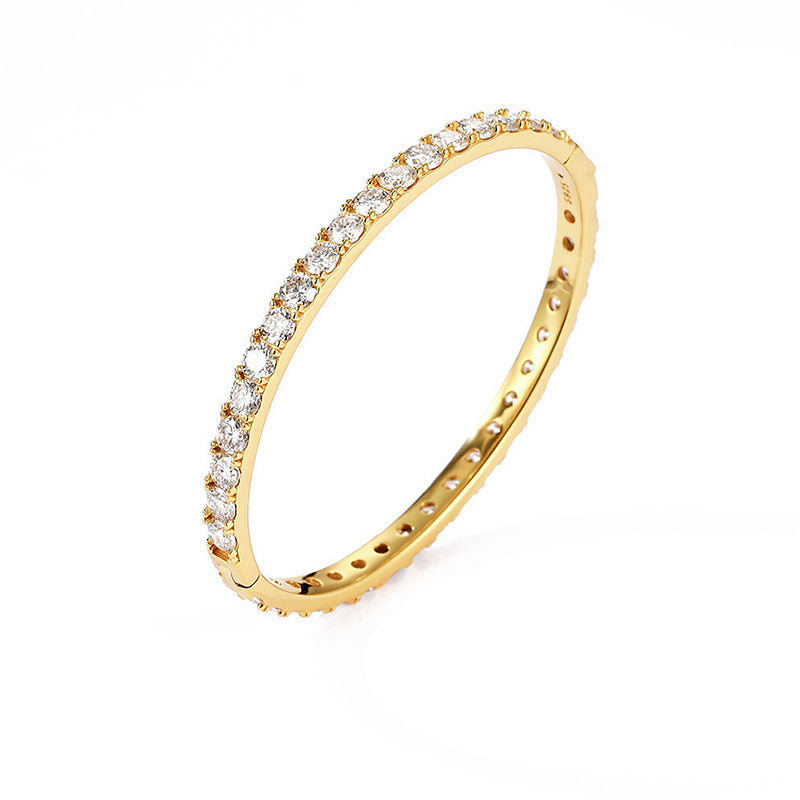 Moissanite Stone Bangle Gold Plated
