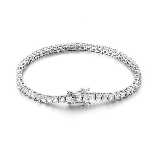 White gold plated moissanite tennis bracelet in 925 sterling silver