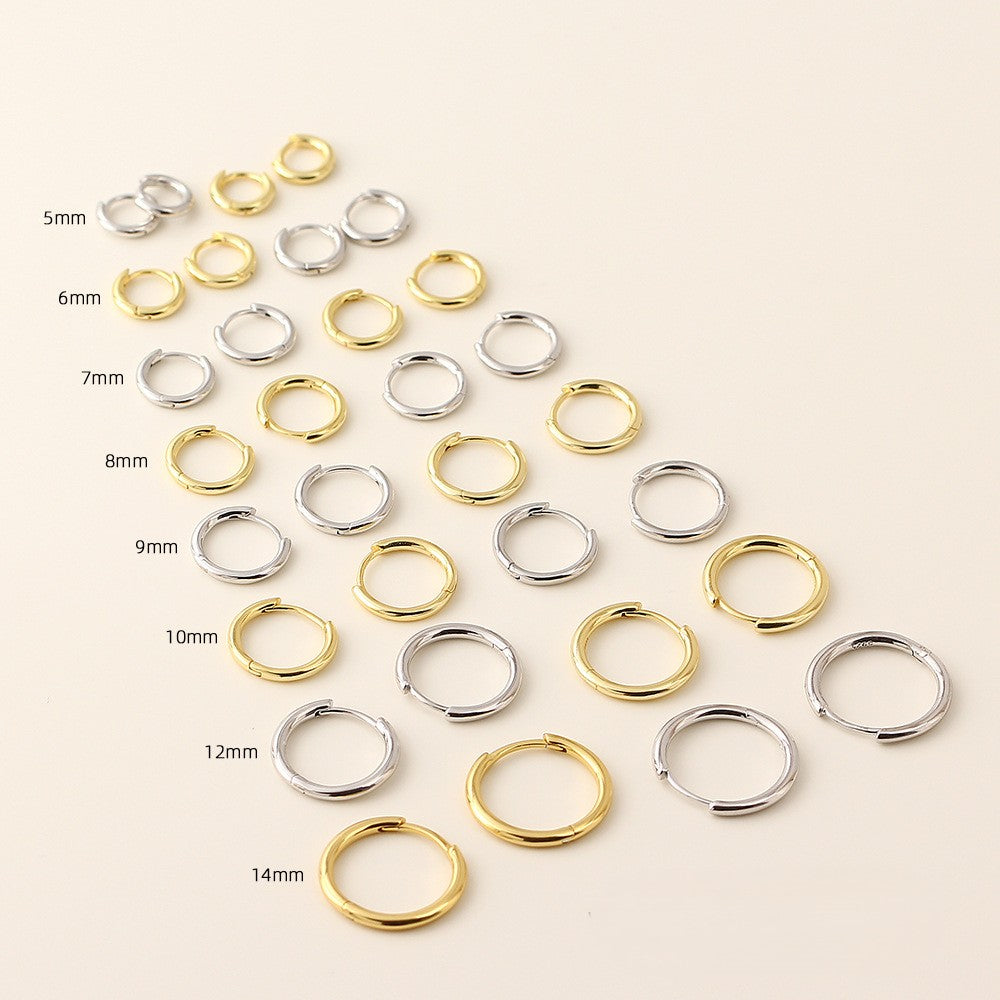 Timeless Gold & Silver Huggie Hoop Earrings. from 5mm to14mm diameter
