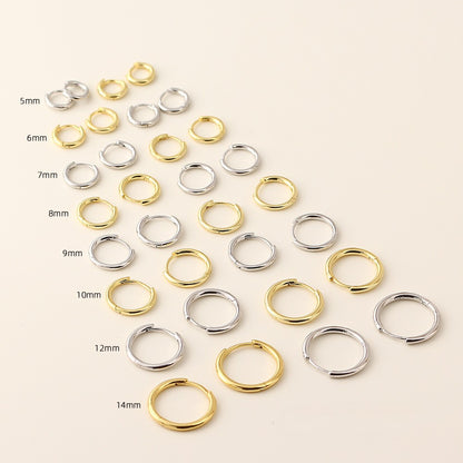 Timeless Gold & Silver Huggie Hoop Earrings. from 5mm to14mm diameter