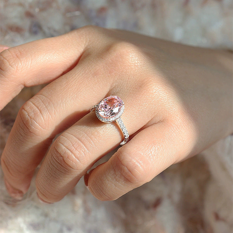 Diamond Pink Halo Ring. Silver 925 ring