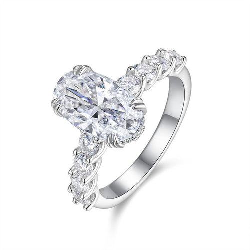 3 CT Oval Moissanite Ring. White Gold Plated