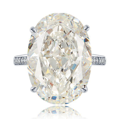 13 CT Oval Cut Hidden Halo Diamond Ring  White Gold Plated