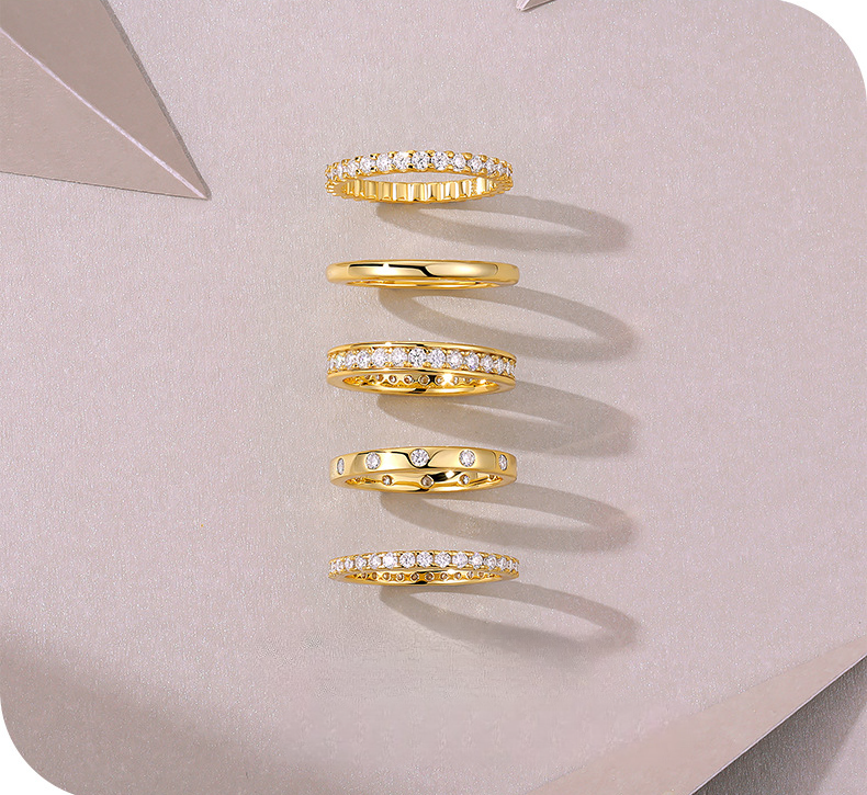 Radiant Harmony Moissanite Stacking Ring Set. Silver 925. Gold Plated