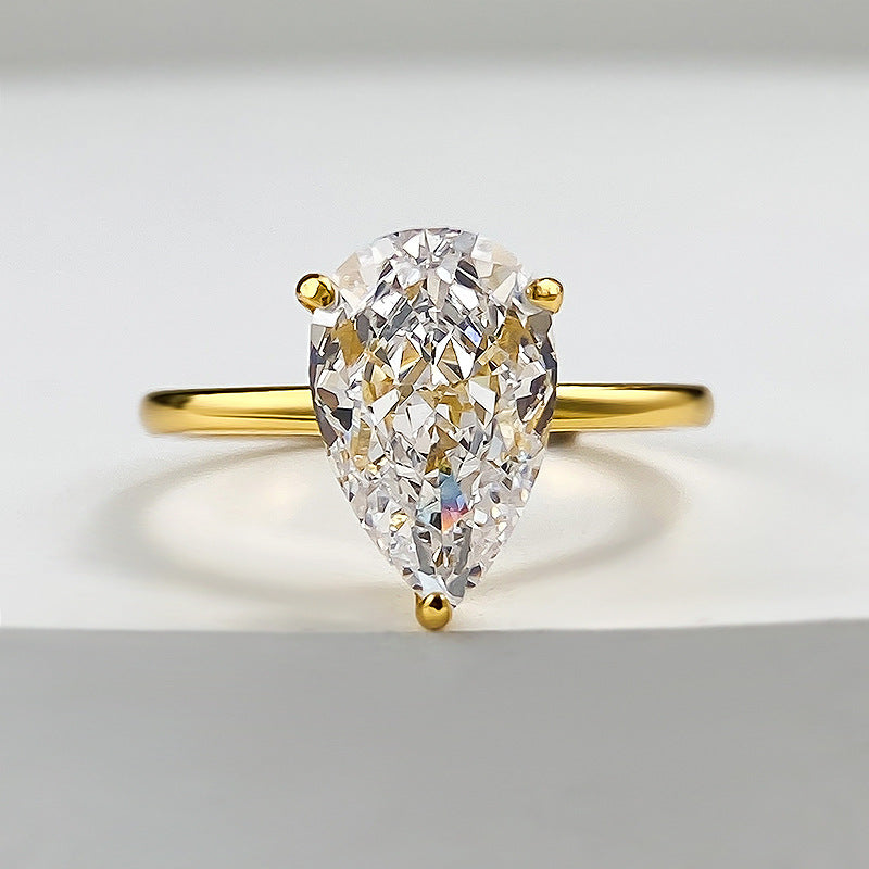 3 CT Pear Cut Solitaire Diamond Ring