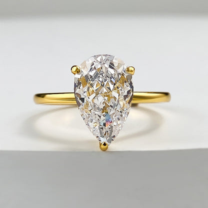 3 CT Pear Cut Solitaire Diamond Ring