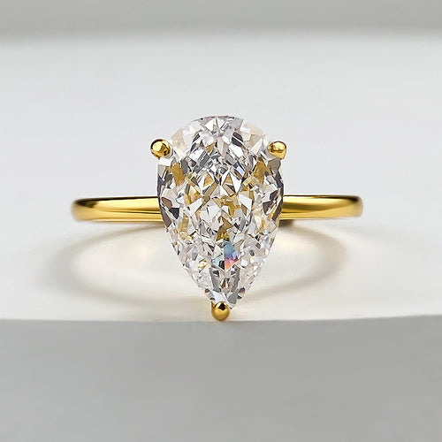 3 CT Pear Cut Solitaire Diamond Ring