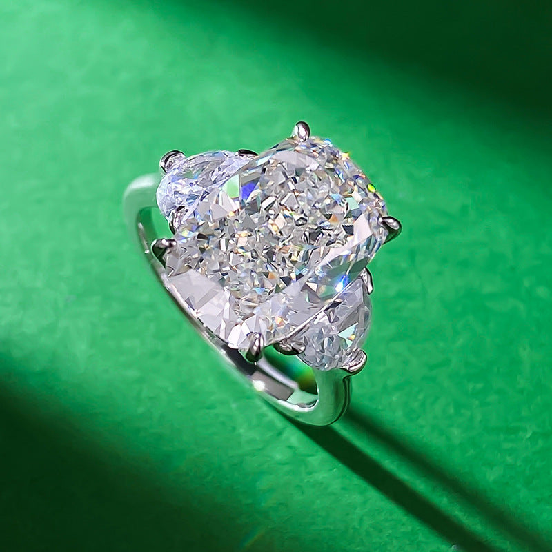 Three Stone Radiant Ring. Silver 925. Engagement Ring