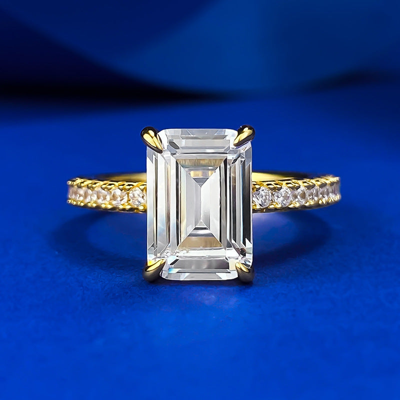 Emerald Cut Hidden Halo Ring