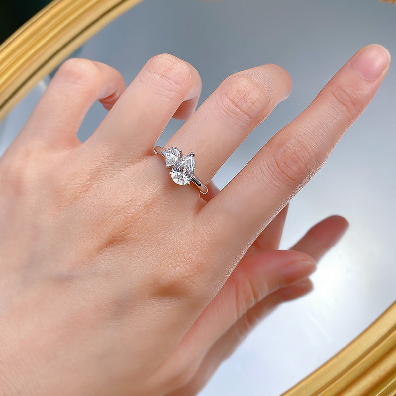 Double Pear Spark Ring. Travel Engagement Ring
