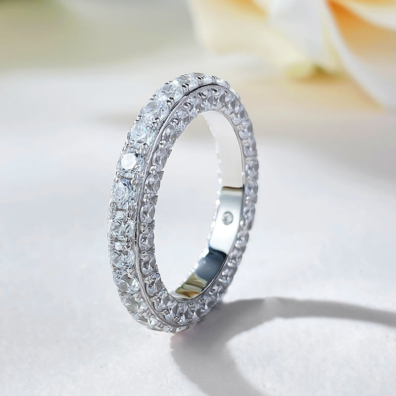 White Gold Plated Silver Diamond Stackable Ring