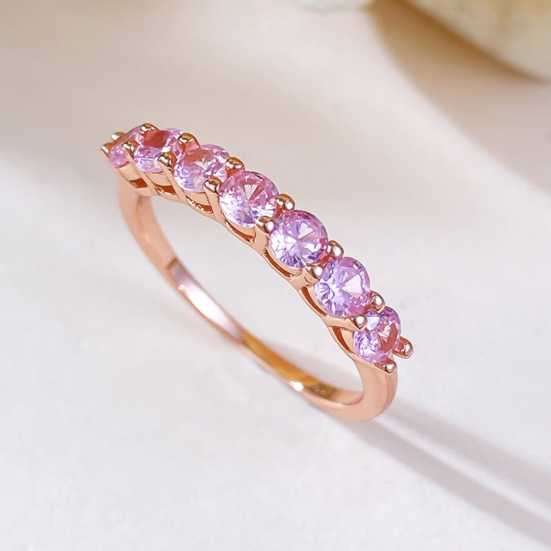 Silver 925 Pink Diamond Wedding Band