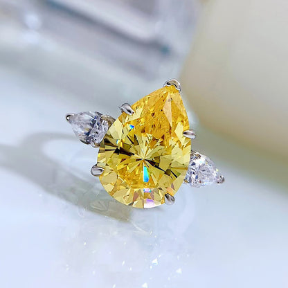 Yellow Diamond Crushed Ice Pear Ring