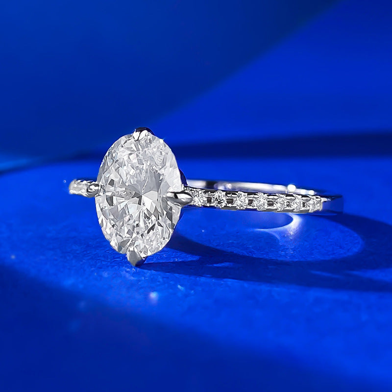 Silver 925 Crushed Ice Glow Oval Ring