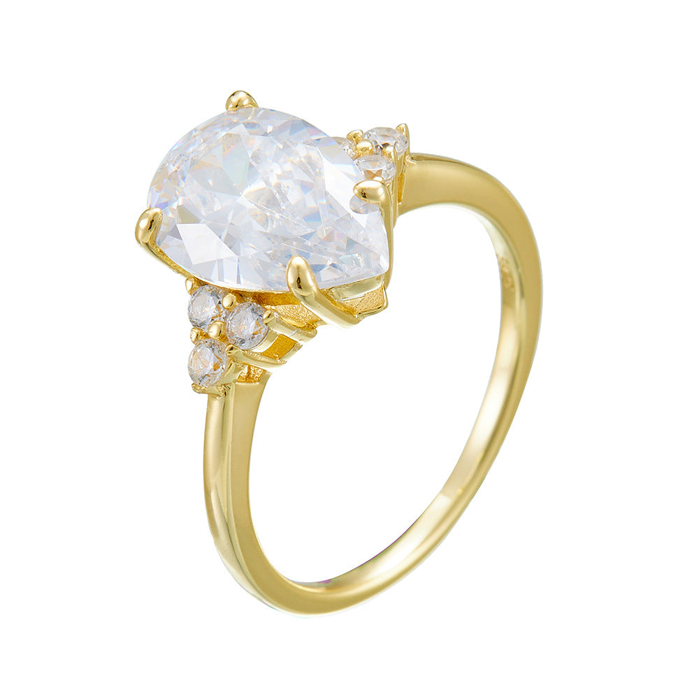 Gold Plated Pear Cut Ring