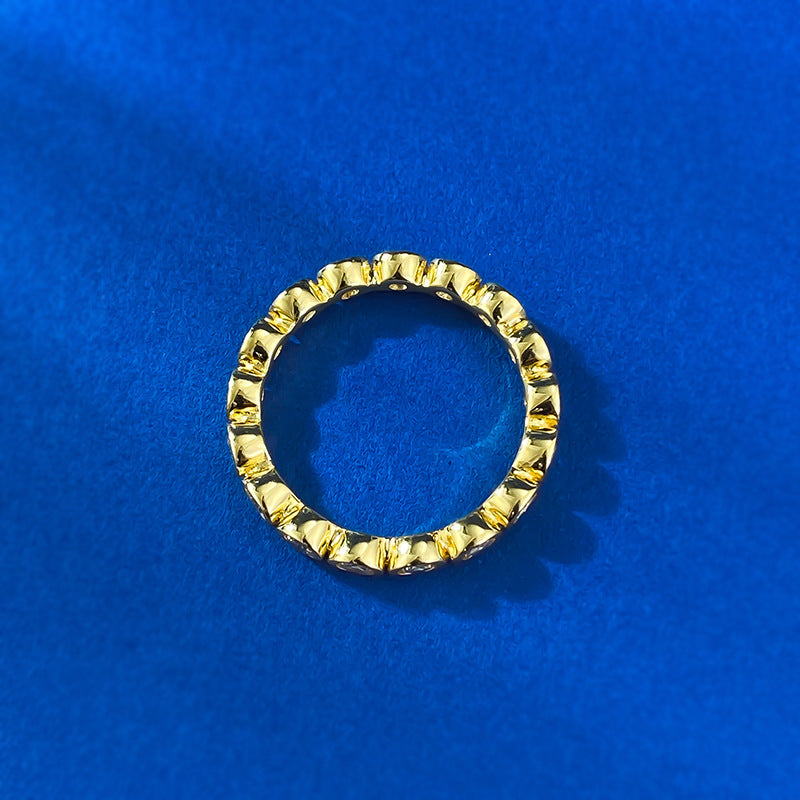 Golden Glow Eternity Ring. Silver 925 Ring. 