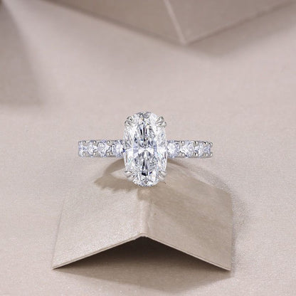 3 CT Oval Moissanite Ring. Silver 925. White Gold Plated