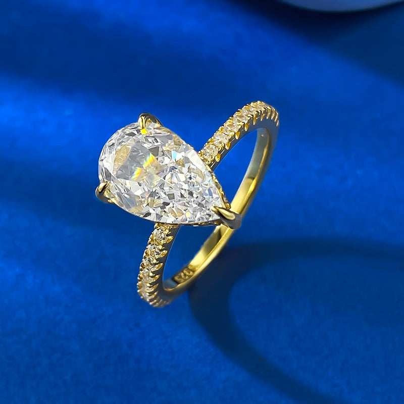 Radiant Teardrop Elegance Ring. Travel Engagement Silver 925 Ring