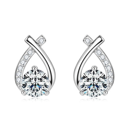 Fishtail Twist Moissanite Stud Earrings