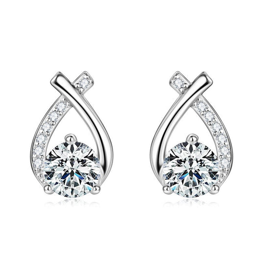Fishtail Twist Moissanite Stud Earrings