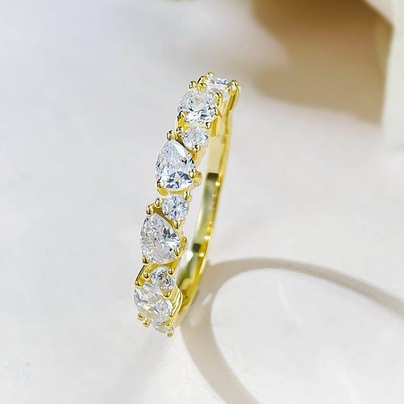 Pear & Round Cut Half Eternity Ring. Silver 925