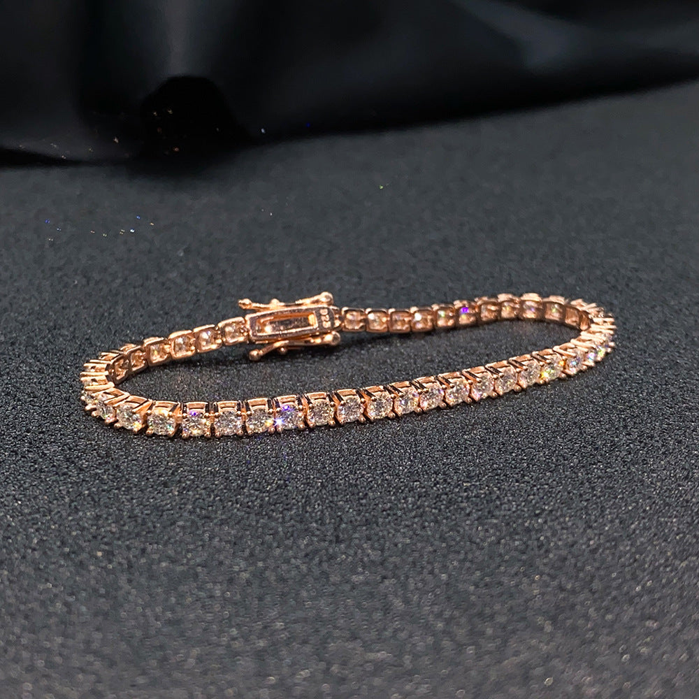 Rose Gold 2mm Classic Moissanite Tennis Bracelet