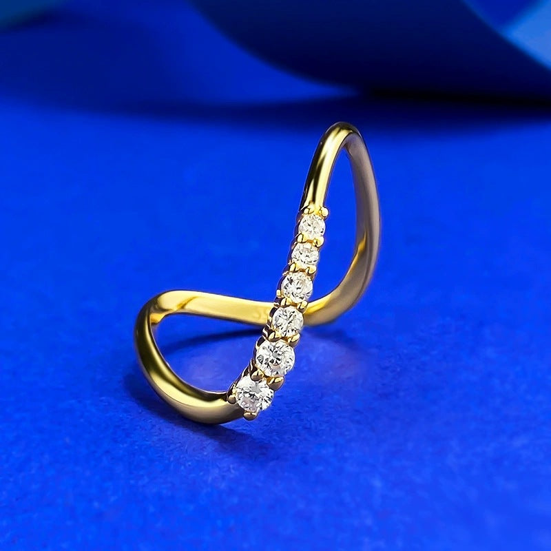 Gold Plated Celestial Curve Diamond Ring