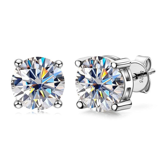 Timeless Moissanite Solitaire Studs – 0.5 to 5 Carats