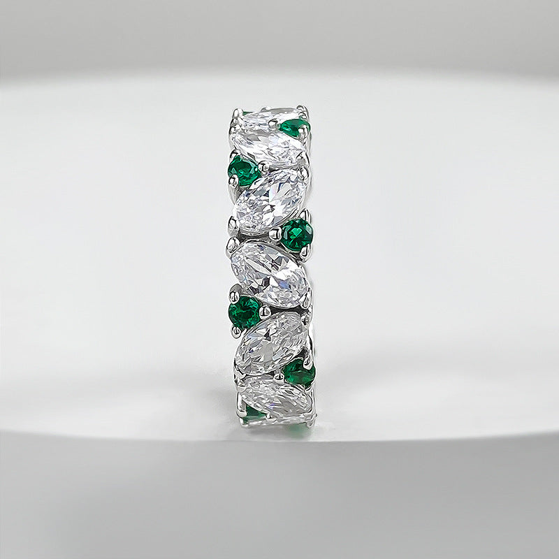 Emerald Bloom Oval & Round Cut Eternity Ring. CZ Ring