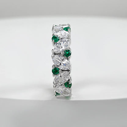 Emerald Bloom Oval & Round Cut Eternity Ring. CZ Ring