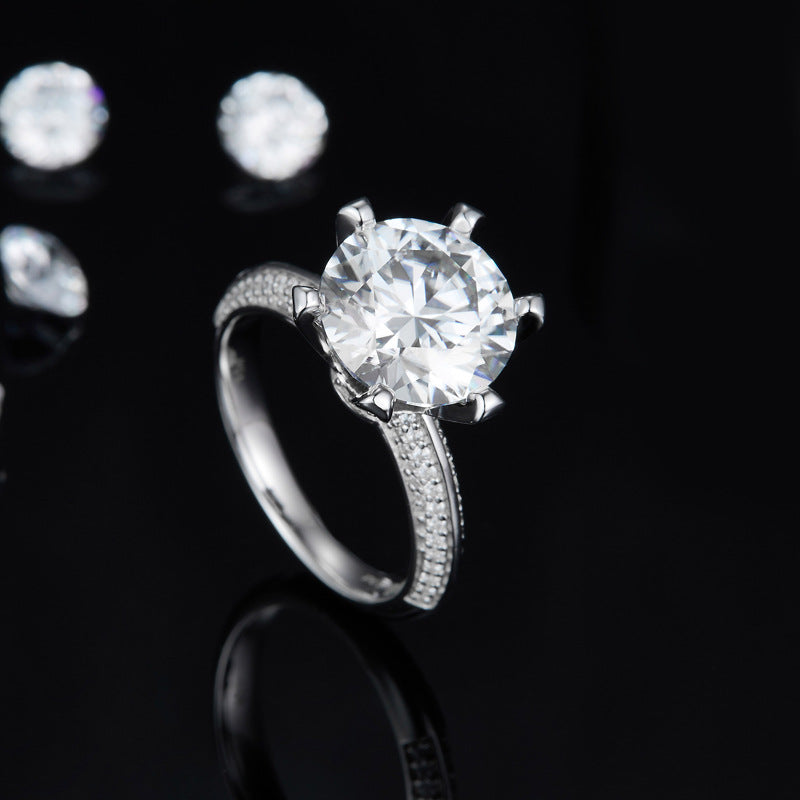 5 Carat Moissanite Pavé Solitaire Ring