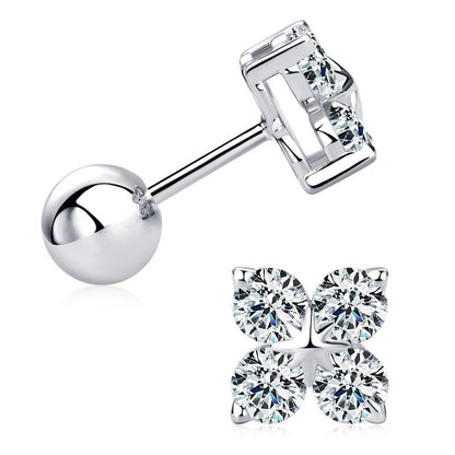 Moissanite Four-Leaf Clover Stud Earrings
