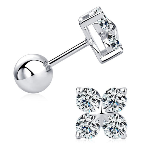 Moissanite Four-Leaf Clover Stud Earrings