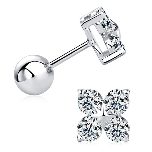 Moissanite Four-Leaf Clover Stud Earrings