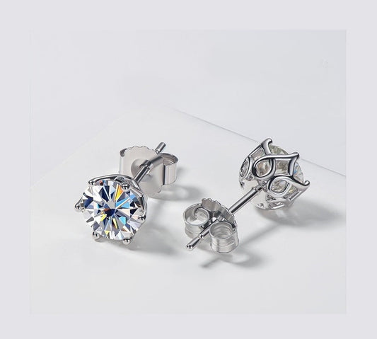 Six-Prong Moissanite Stud Earrings