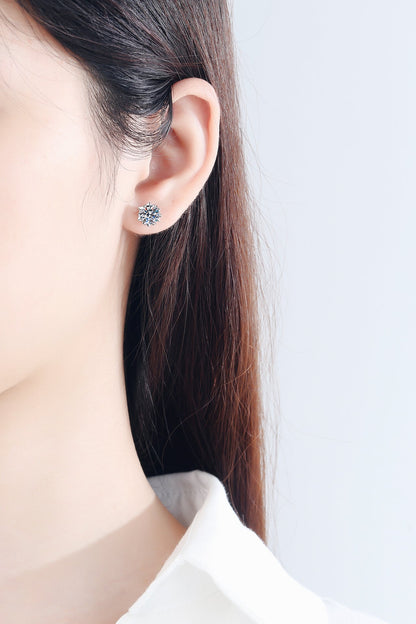 6 Prong Moissanite Stud Earrings, Sterling Silver 925
