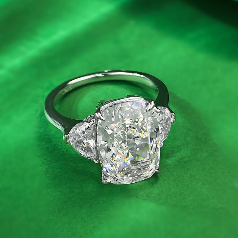 Silver Three Stone Radiant Ring