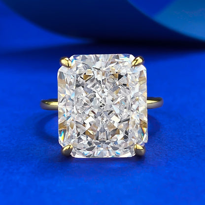 Crushed Ice 10 Ct Radiant Solitaire Silver Ring