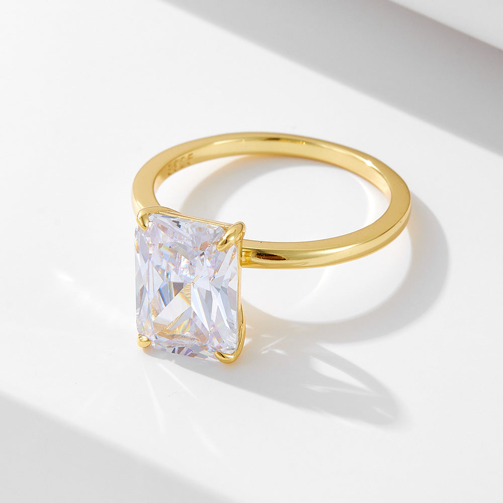 Silver 925 Gold Plated Radiant Cut 4 CT Ring