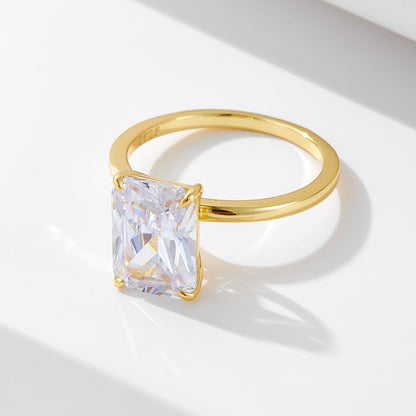 Silver 925 Gold Plated Radiant Cut 4 CT Ring