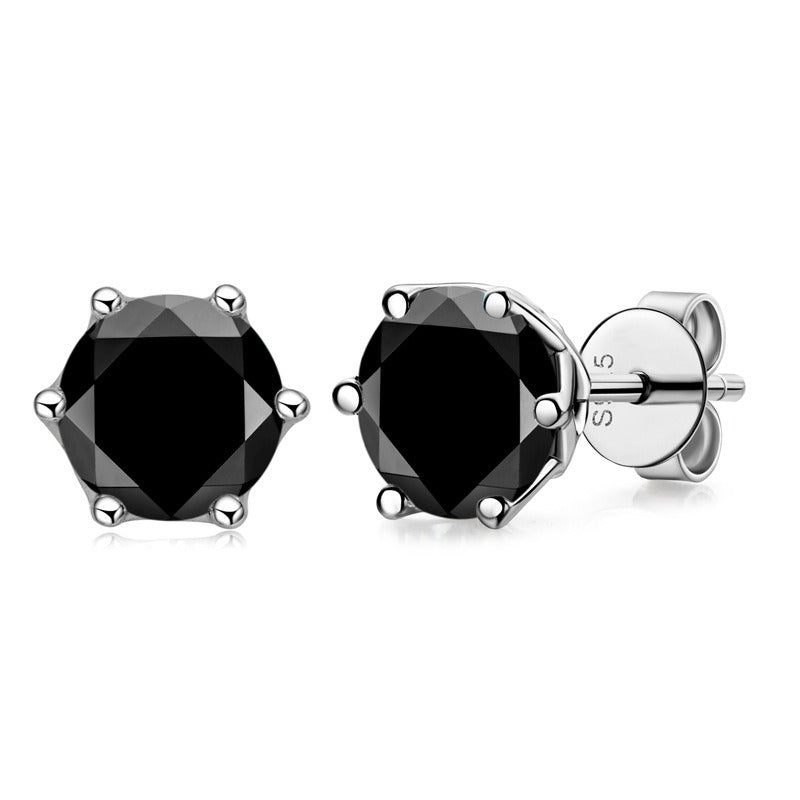1 carat Round Cut Black Moissanite Earrings