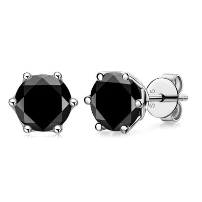 1 carat Round Cut Black Moissanite Earrings