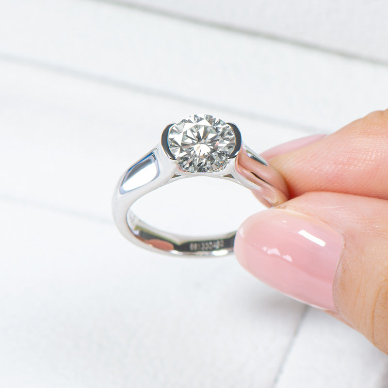 Silver 925 2 Carat Moissanite Solitaire Ring 